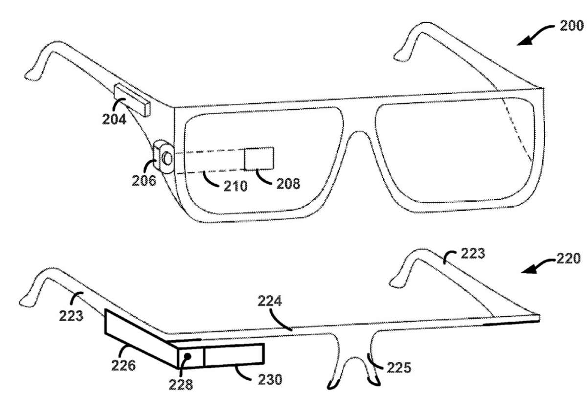 谷歌新专利插图：眼镜显示装置
