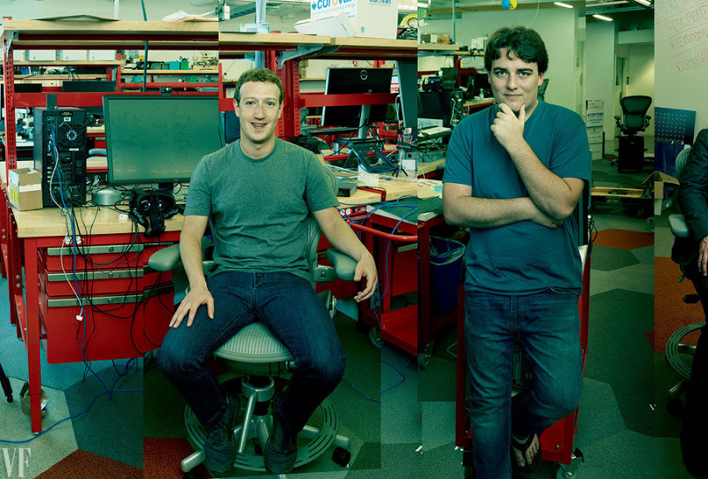 Virtual Boys 马克·扎克伯格和帕默尔·拉奇在Oculus总部（位于加利福利亚的门洛帕克市的Facebook总部） 安妮-莱博维茨拍摄