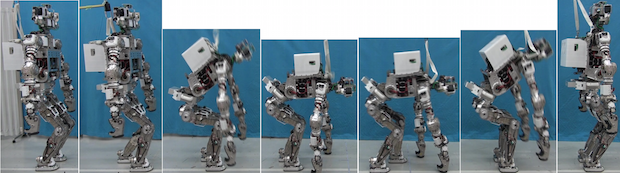 机器人可以从两足状态迅速转变成四足状态，再转变回去