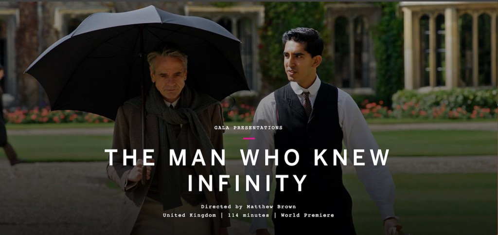在电影《知无涯者》中，Dev Patel饰演的拉马努金（右）与他在剑桥的导师哈代（左）一起。